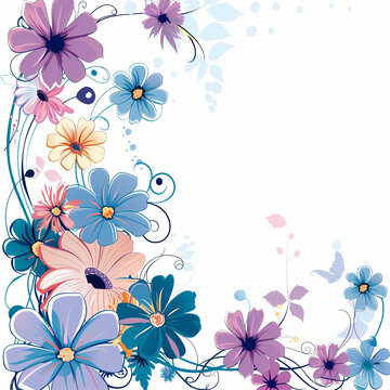 flat vector illustration of floral background with flowers  isolated white background