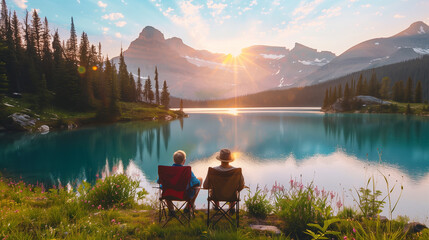A Retired Couple Enjoy the Sunset