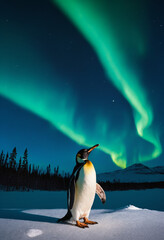 An emperor penguin on an iceberg in Antarctica