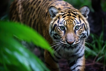 a tiger walking through the jungle