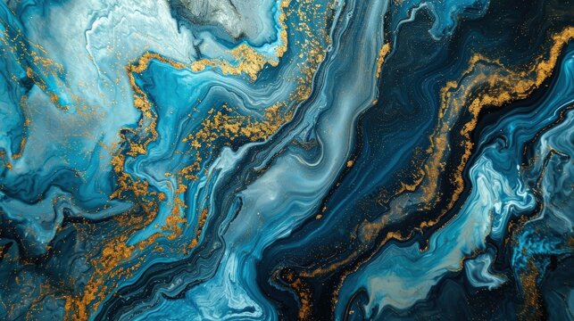 a blue and gold liquid