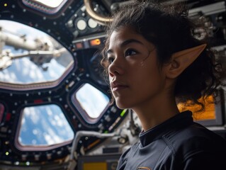 a woman in a space suit