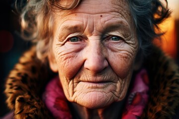 a close up of an old woman