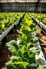 Obraz premium rows of plants in a greenhouse