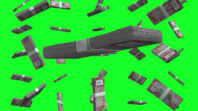 New Zealand dollar Falling Animation on Green Screen