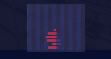 Animation of financial data processing over empty office - Powered by Adobe