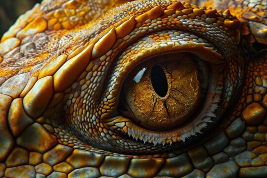 close up of an eye of a reptile