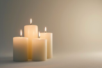 Candle Light  White Wax Candles Lights Isolated on White Background  clipping path