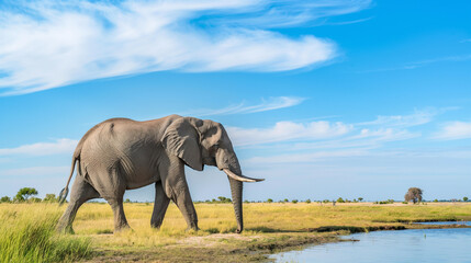 Fototapeta na wymiar Elefante no Parque Nacional de Chobe, Botsuana, África.