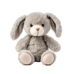 Bunny Rabbit Grey Plush: Animal Toys Stuffed, Isolated on Transparent Background, PNG