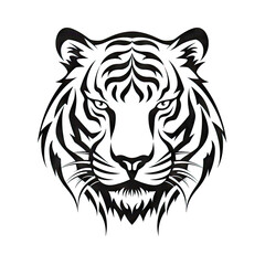 Tiger Icon, Tiger Head Isolated, Minimal Cat Head