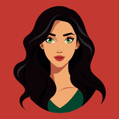 Beautiful women's face with long hair vector illustration