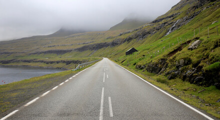 Empty road in the Faroe islands