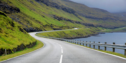 Empty road in the Faroe islands - 748358416