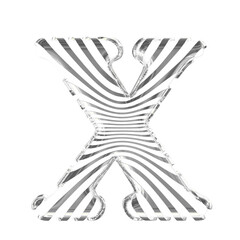 White symbol with silver ultra thin horizontal straps. letter x