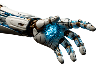 Advanced robotic hand with intricate cybernetic details, highlighting futuristic technology