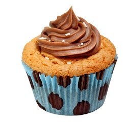 colorful and creamy cupcakes on cutout background