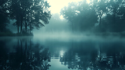 Fototapeta premium misty morning on the lake, Cosmic Tapestry: A Colorful Nebula in Space, abstract wallpaper