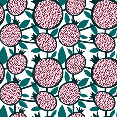 Summer fruit seamless pomegranate pattern for wrapping paper and fabrics and linens and kids clothes print