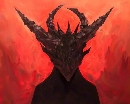 Hells angular halo Devil crowned with sharp geometry
