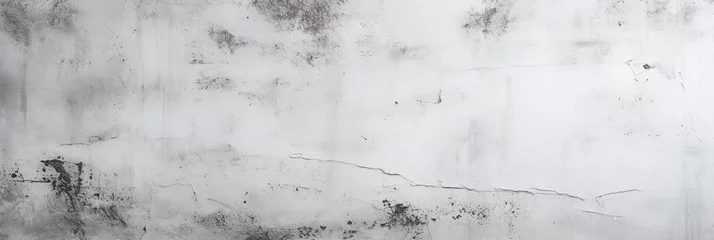 Wandcirkels tuinposter White cement concrete grunge textured floor background. Light gray wall with cracks. Old vintage wide backdrop for design banner © Konstantin