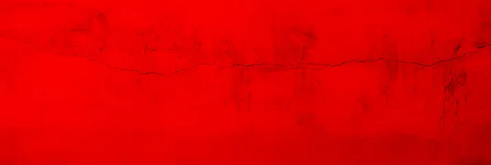 Dekokissen Red cement concrete grunge textured floor background. Ruby wine wall with cracks. Old vintage wide backdrop for design banner © Konstantin