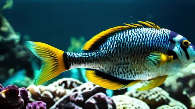 Glimpses of Underwater Majesty: Footage of Beautiful Fish Gliding Through Pristine Waters, Enchanting Viewers with Their Grace and Vibrant Colors