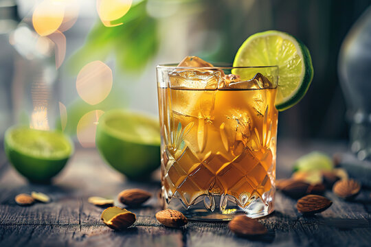 Mai Tai Cocktail - Dark Rum, White Rum, Orange Liqueur, Almond Syrup, Lime Juice. Image for Cafe and Restaurant Menus