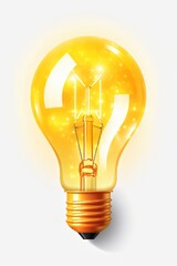 Glowing lightbulb on white background.