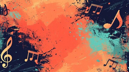 abstract background with music notes - obrazy, fototapety, plakaty