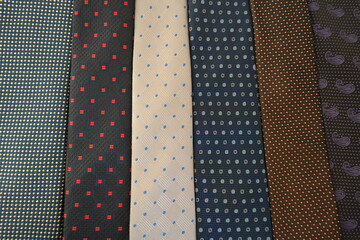 colored and patterned cravats. stylish and motif cravats. fashion textile products. Types of cravats for suits. tie.