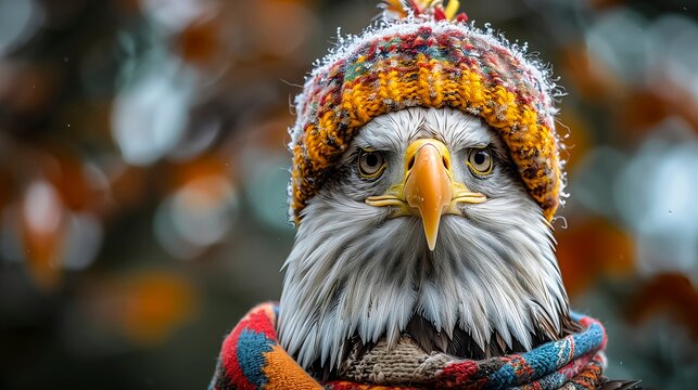 Majestic Eagle Dressed in Cozy Knitwear