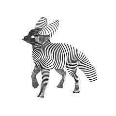 Simple line art illustration of a fennec fox 2
