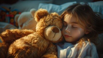 Peaceful Dreaming: Little Girl With Teddy Bear