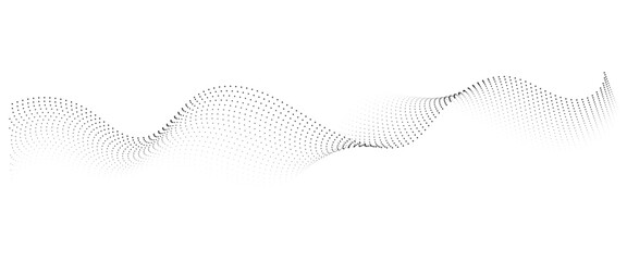 Flowing Dot Wave Pattern Halftone Curve Shape on Transparent Background