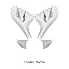 Scandinavian geometric black and white reindeer antlers on white background vector illustration