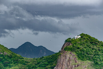 Copacabana Fort on Top of Mountain on Stormy Day in Rio De Janeiro Brazil