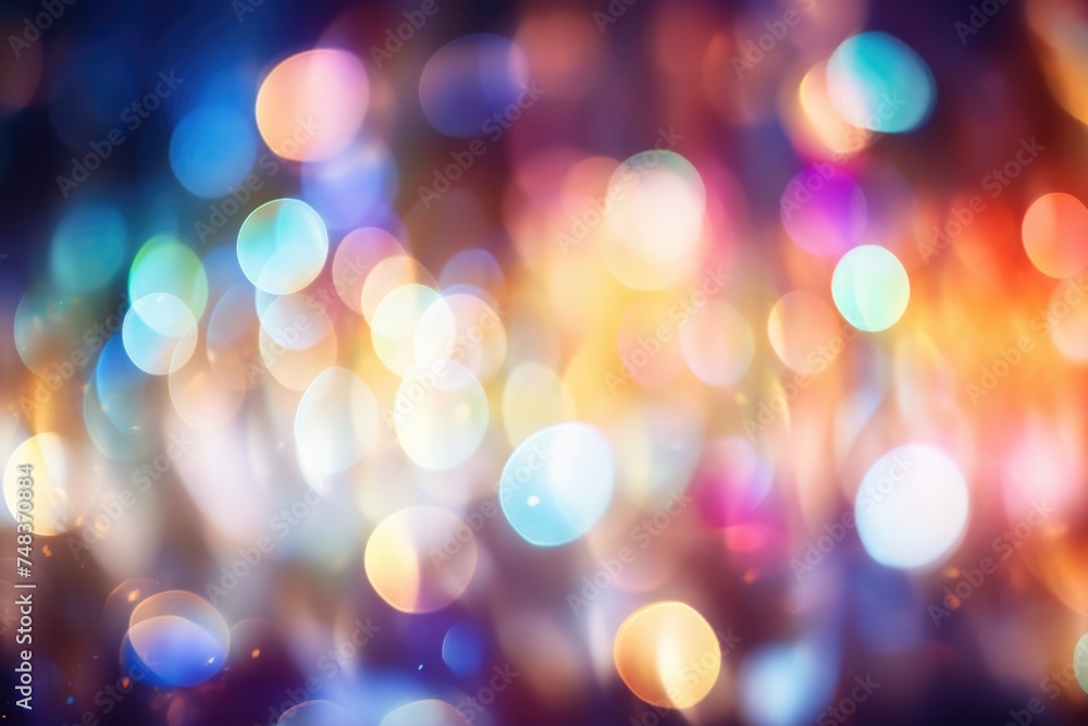 Poster abstract blurred colorful lens flare bokeh on black