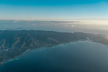 Maunalua Bay  Oahu Hawaii. Aerial photography of Honolulu to Kahului from the plane.