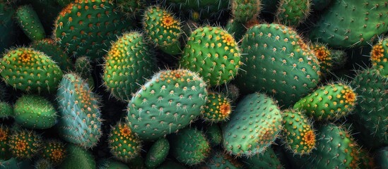 A close-up view of a vast collection of green cactus plants at Carl Johans Park in Norrkoping. This annual tradition features thousands of cacti in various shapes and sizes, creating a striking