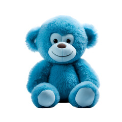 Stuffed Animal Toys: Cute Plush Blue Monkey, Isolated on Transparent Background, PNG