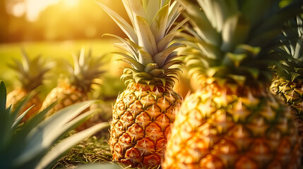 Fototapeta premium Pineapple, natural background represents the concept of organic fruit