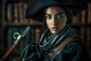 Elegant musketeer in historical attire, portraying bravery and chivalry in an enchanting renaissance setting, a symbol of classic heroism and adventure - obrazy, fototapety, plakaty