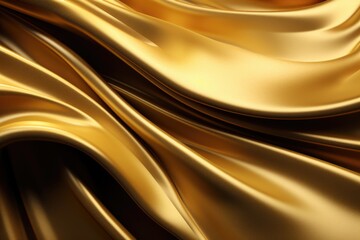 Luxurious golden satin drapery on abstract modern background.
