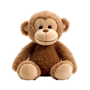 Adorable Stuffed Animal Toys: Plush Monkey, Isolated on Transparent Background, PNG