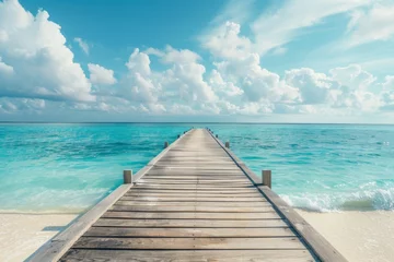 Meubelstickers Beach pier with turquoise ocean © InfiniteStudio