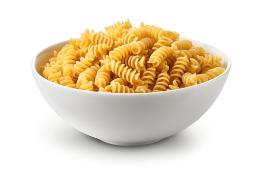 Uncooked Italian pasta on white background with clipping path