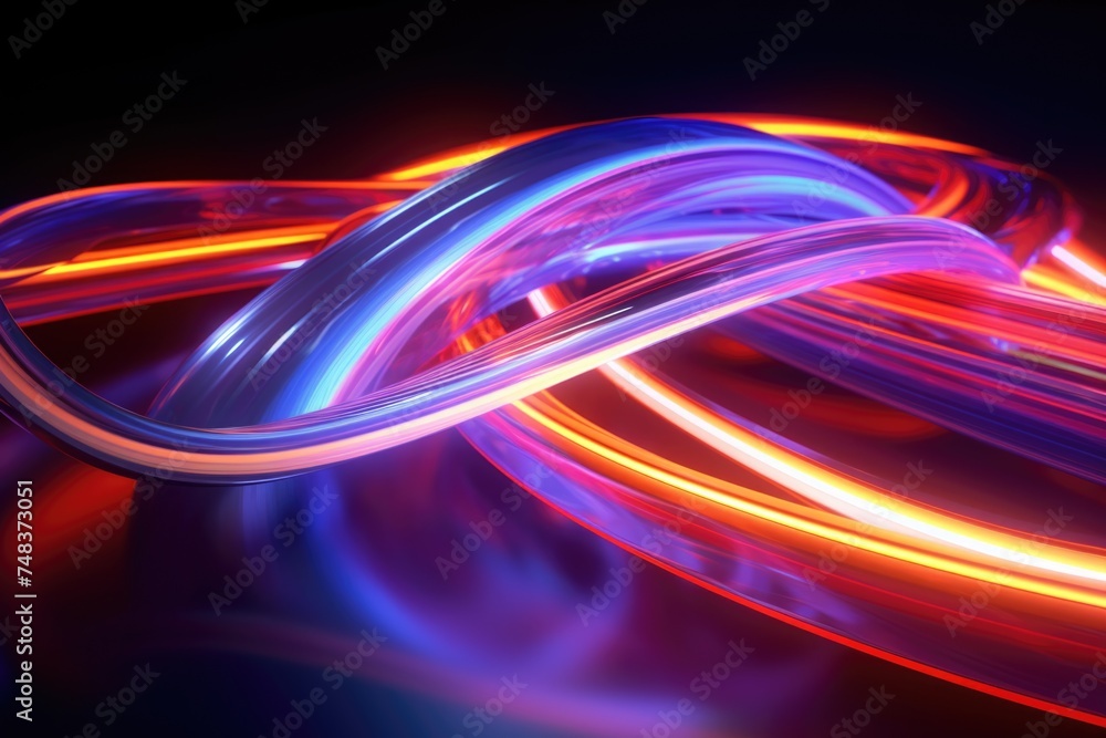 Poster vibrant neon abstract background with glowing lines and colors