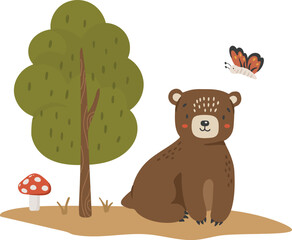 Obraz na płótnie Canvas Forest vector, Abstract forest animal vector, forest items, cute animal isolated, kids vector