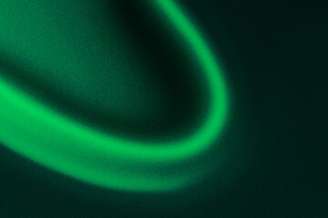 Grainy green gradient background, abstract dynamic glowing curve on dark backdrop. Design for banner, poster, wallpaper. © Chirayu